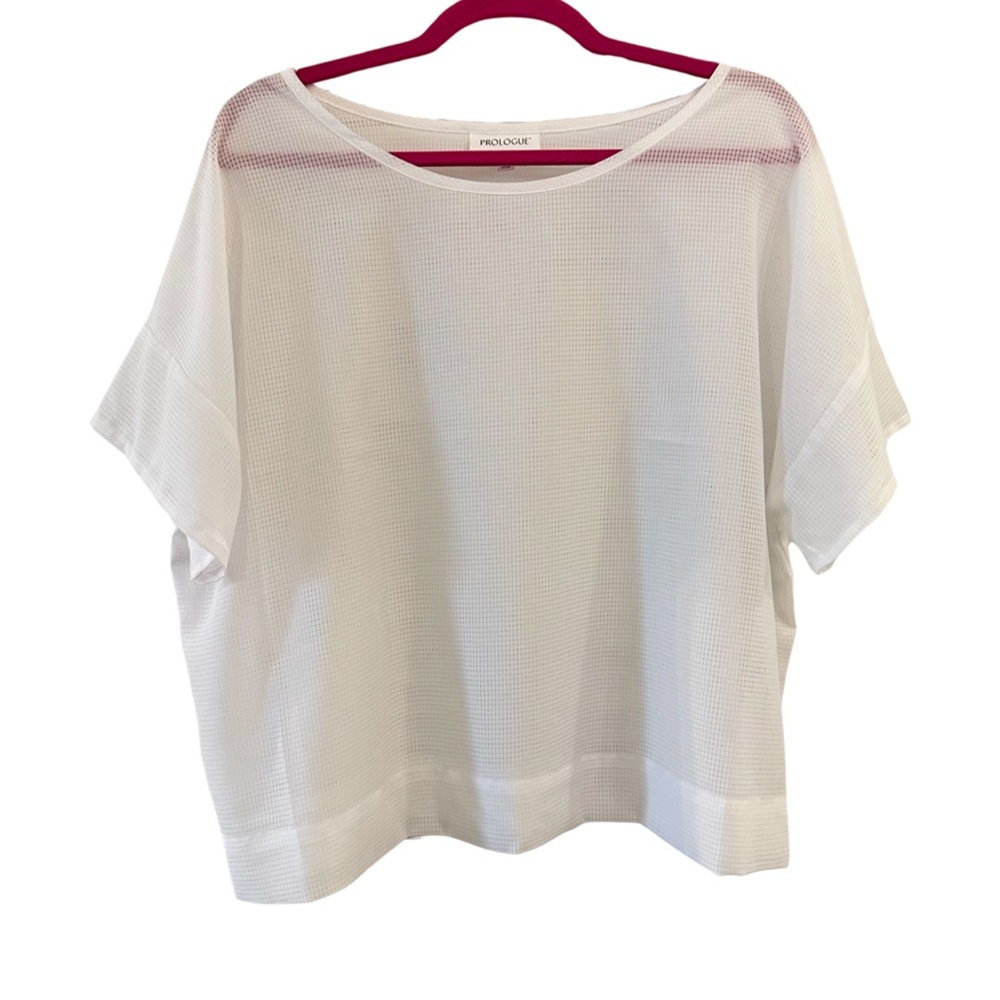 Prologue White Boxy Lightweight Short Sleeve Top